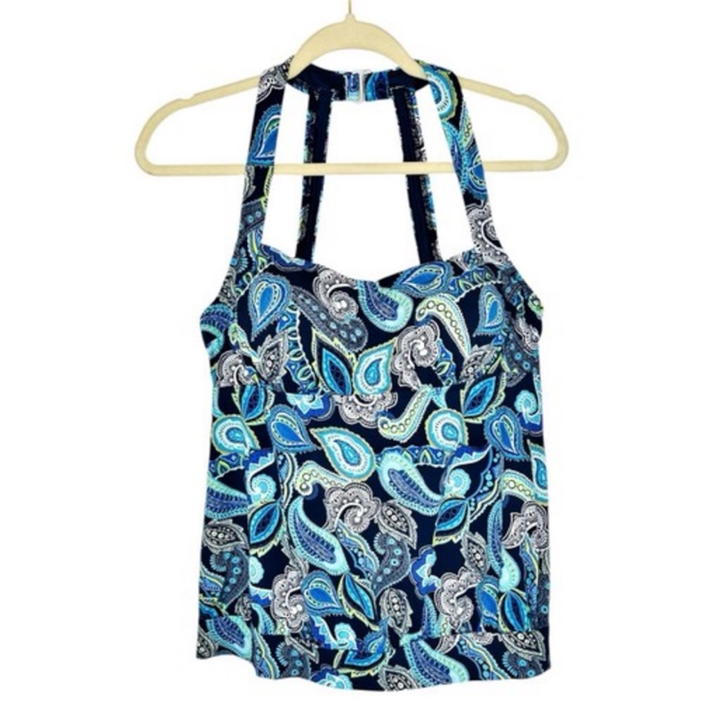 Lands' End Blue Paisley Women's Tankini Top